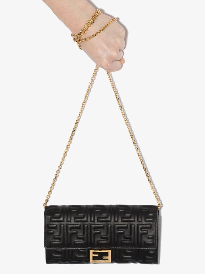 Black Baguette Leather Clutch Bag
