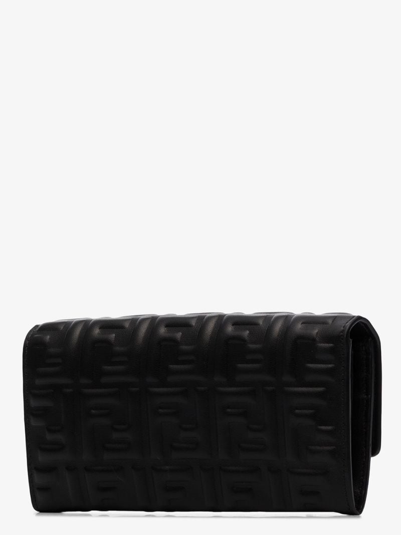 Black Baguette Leather Clutch Bag