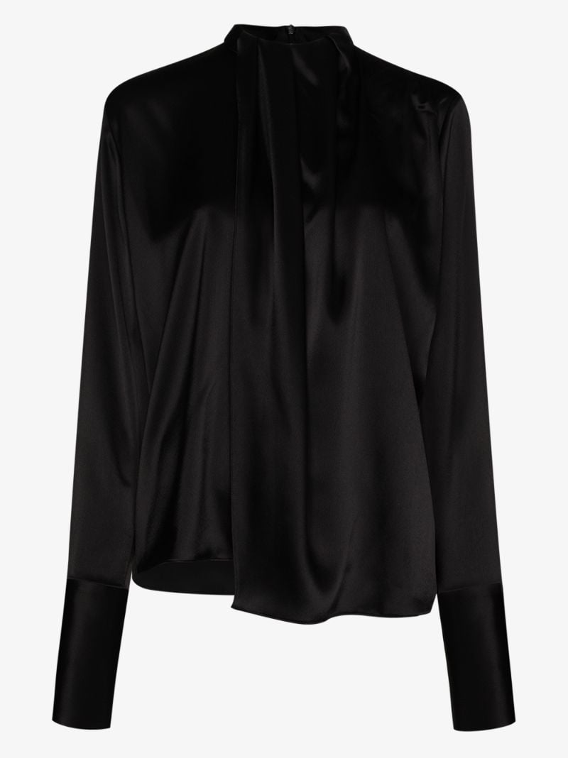 Black LavalliÃ_x0083_Â¨re Gathered Top
