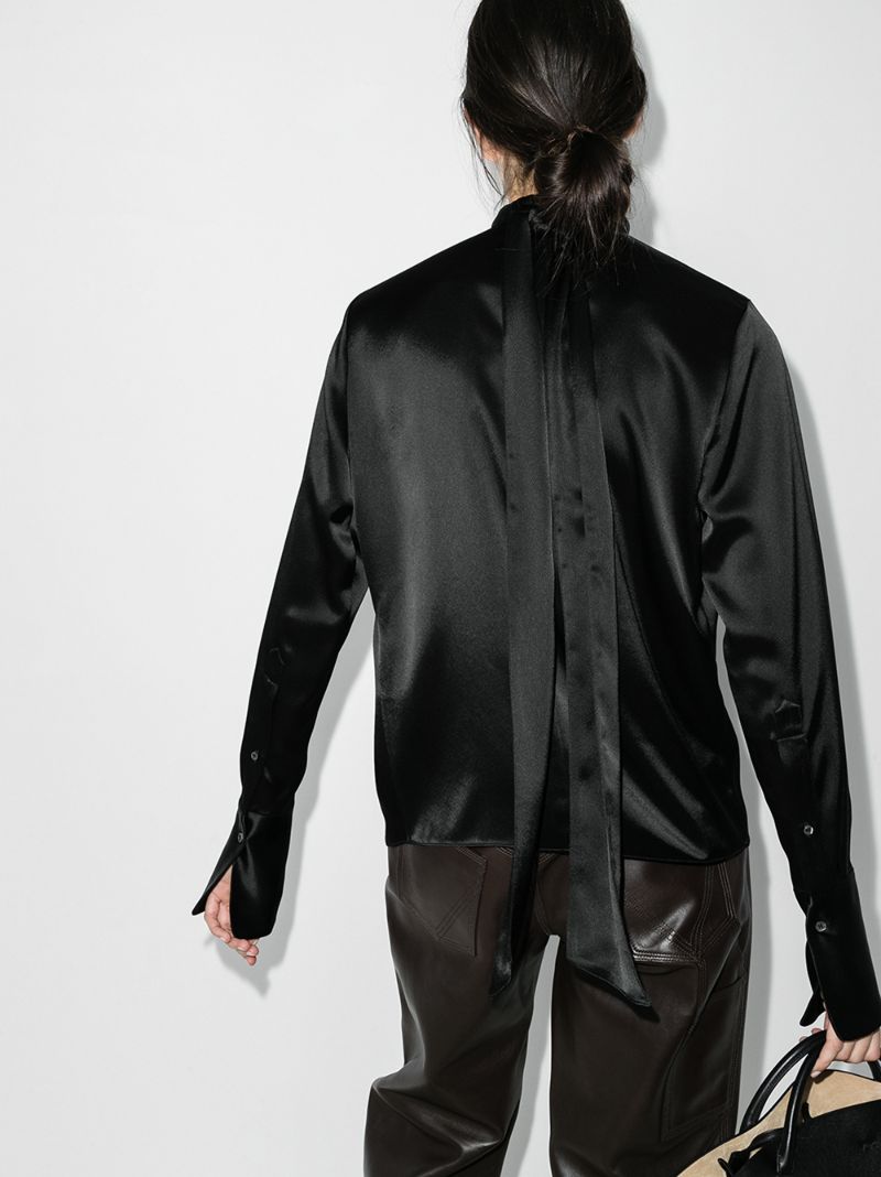 Black LavalliÃ_x0083_Â¨re Gathered Top