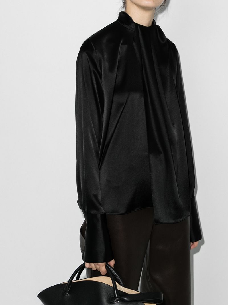 Black LavalliÃ_x0083_Â¨re Gathered Top