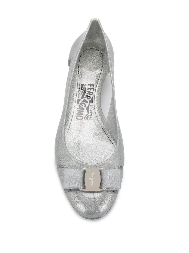 Silver 30mm Jelly Ballet Pumps