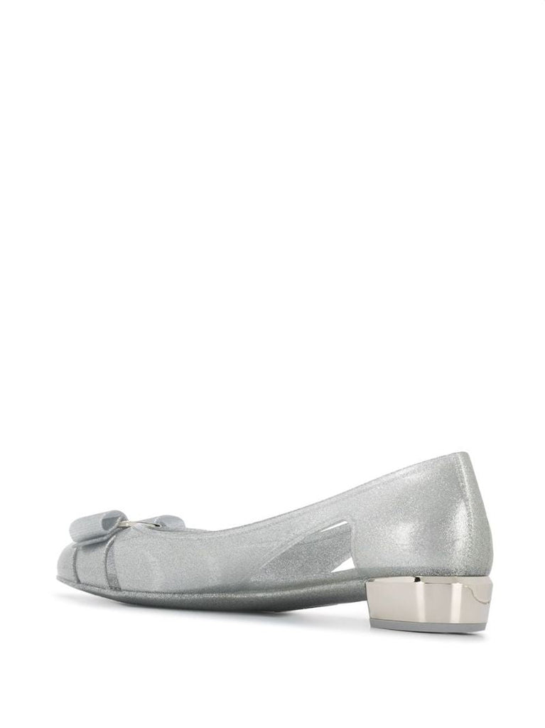Silver 30mm Jelly Ballet Pumps