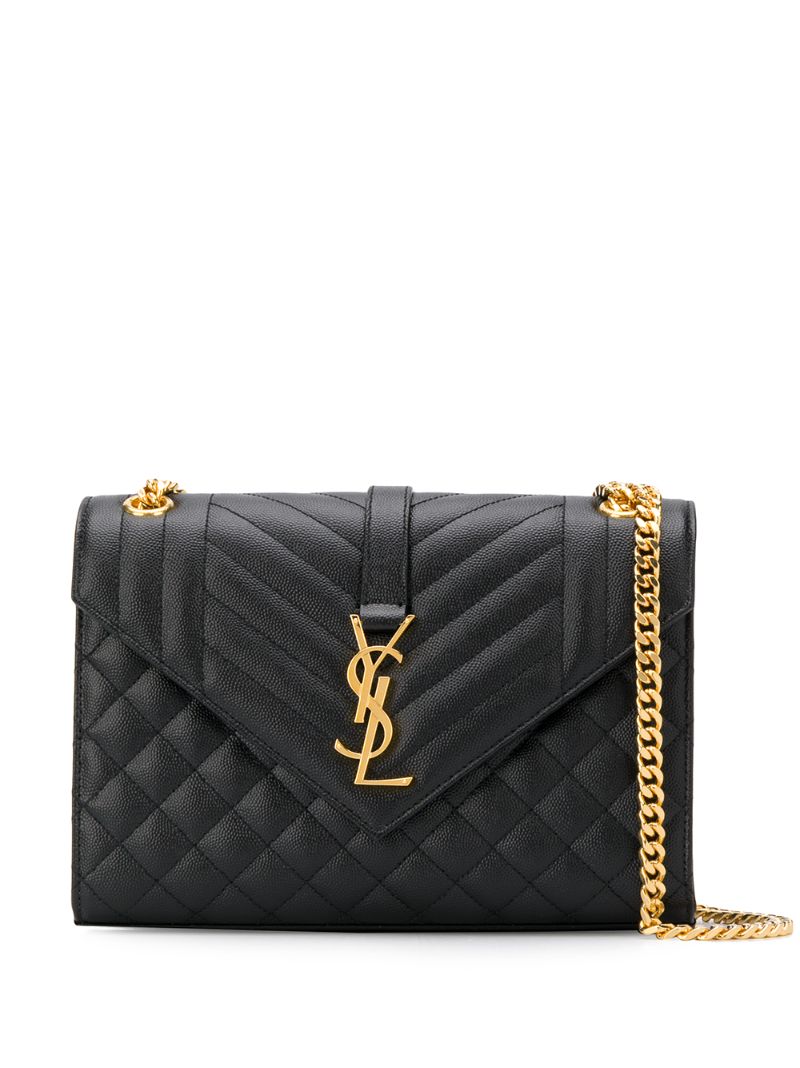Black Envelope Medium Leather Shoulder Bag