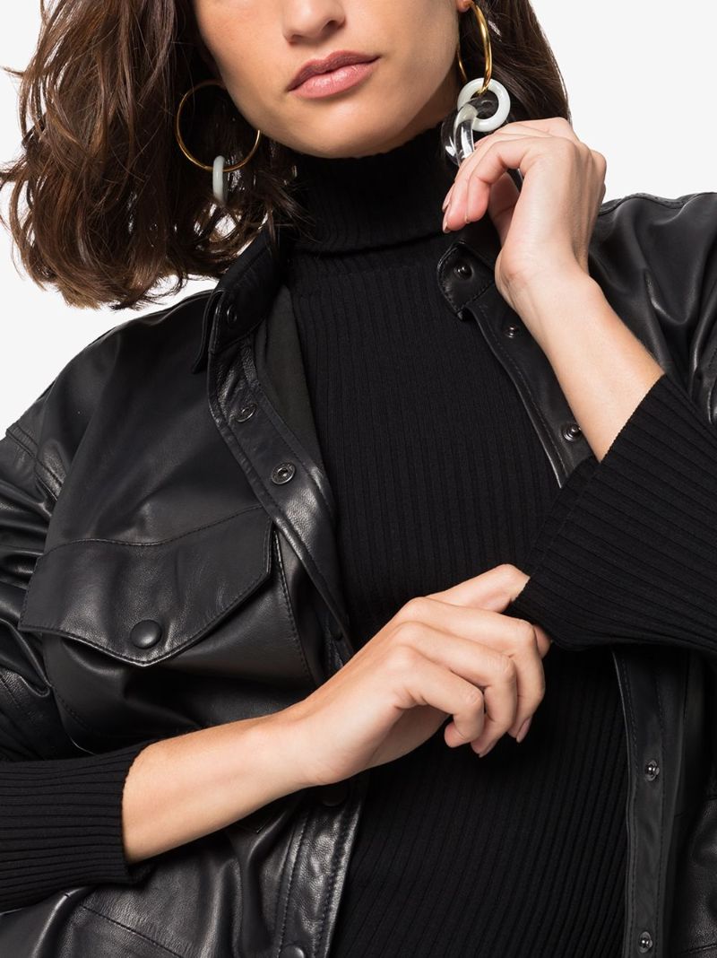 Black Ribbed Turtleneck Sweater