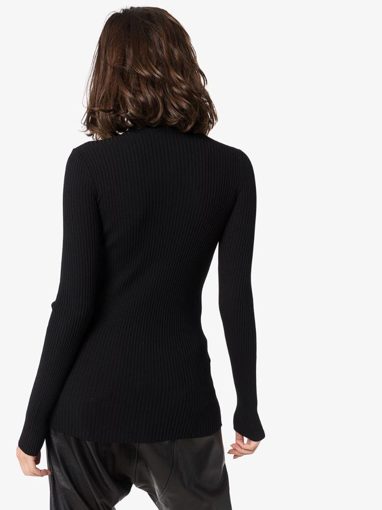 Black Ribbed Turtleneck Sweater