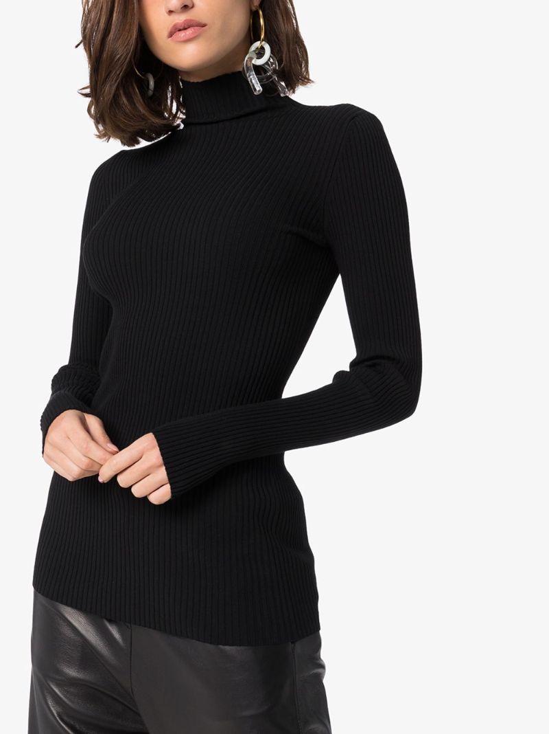 Black Ribbed Turtleneck Sweater