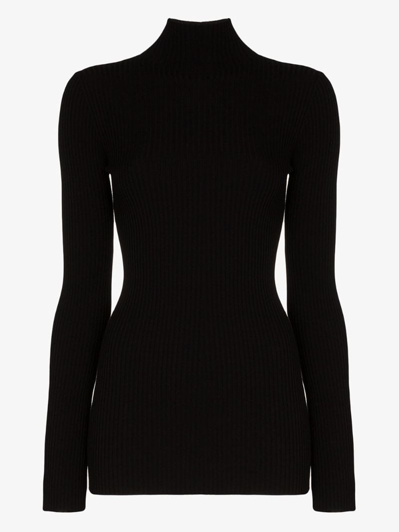Black Ribbed Turtleneck Sweater