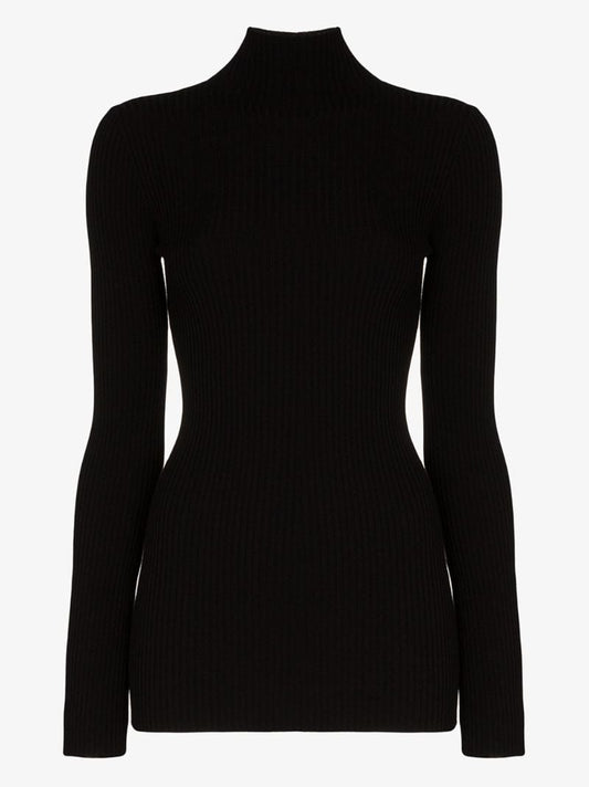 Black Ribbed Turtleneck Sweater