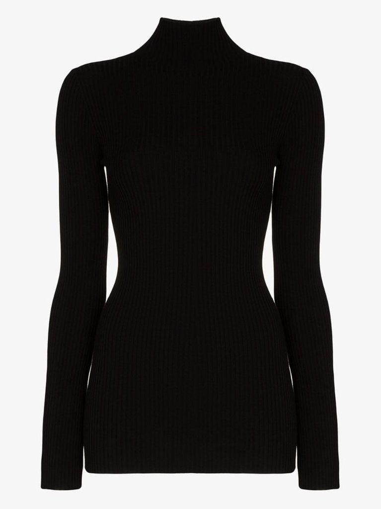 Black Ribbed Turtleneck Sweater