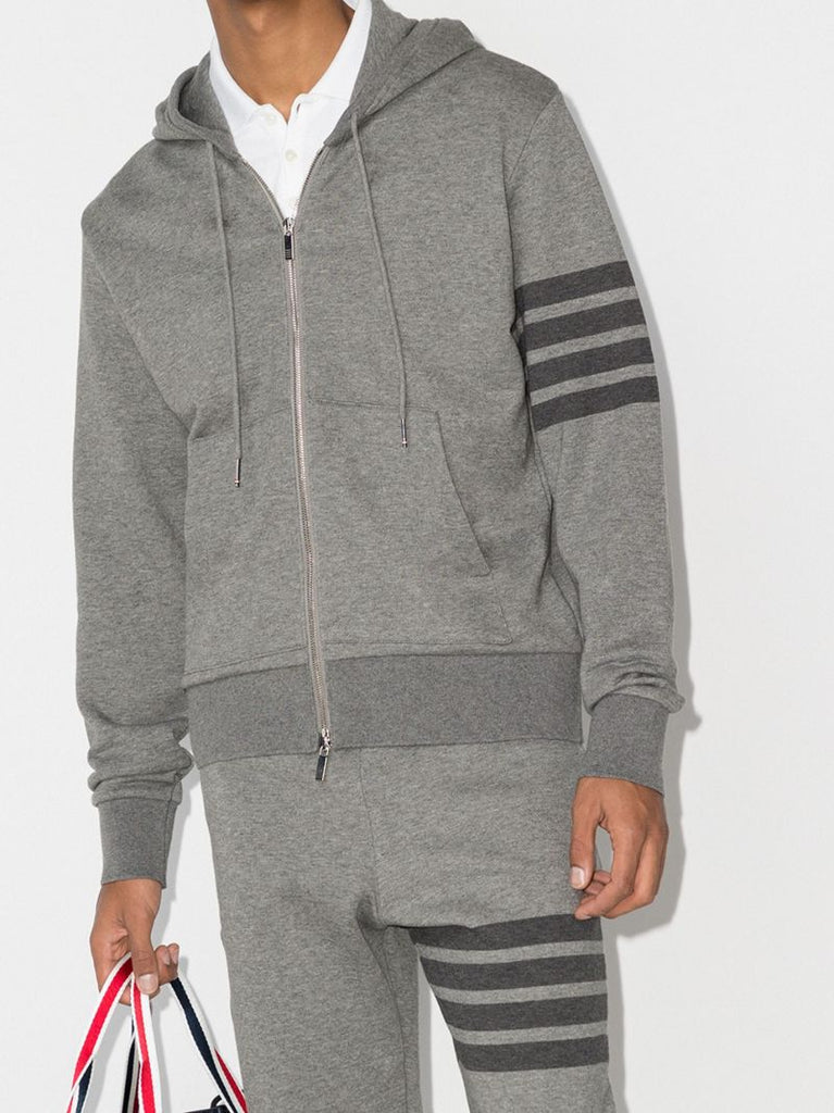 4-bar Zip-up Loopback-cotton Hoodie