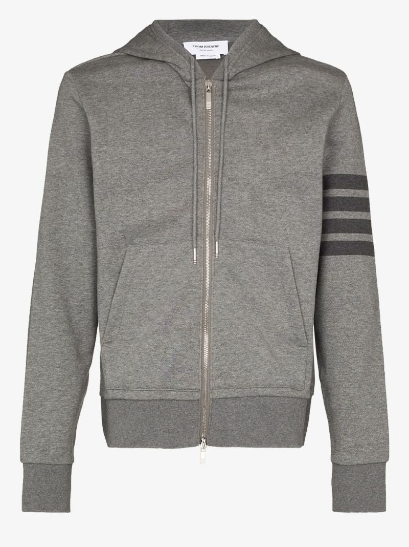 4-bar Zip-up Loopback-cotton Hoodie