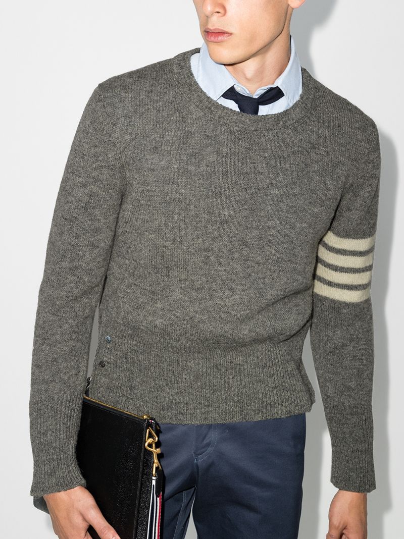 4-bar Stripe Shetland Wool Sweater