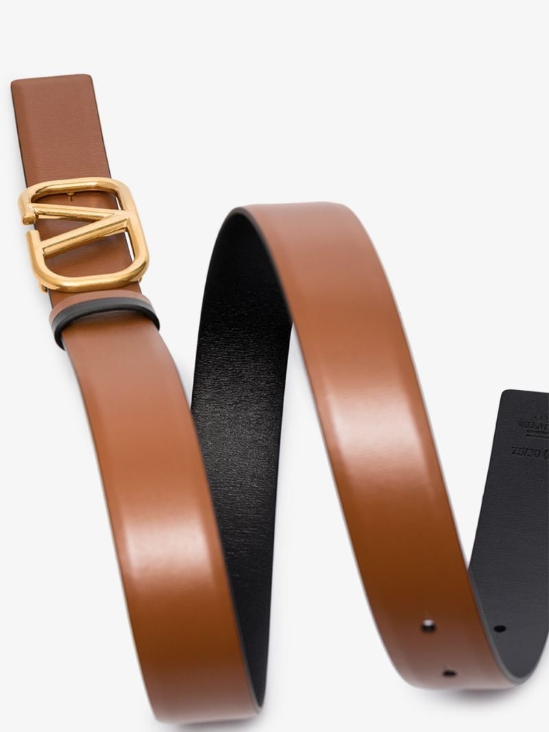 Brown Vlogo Signature Reversible Leather Belt