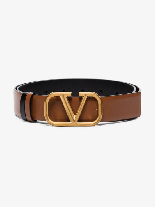 Brown Vlogo Signature Reversible Leather Belt