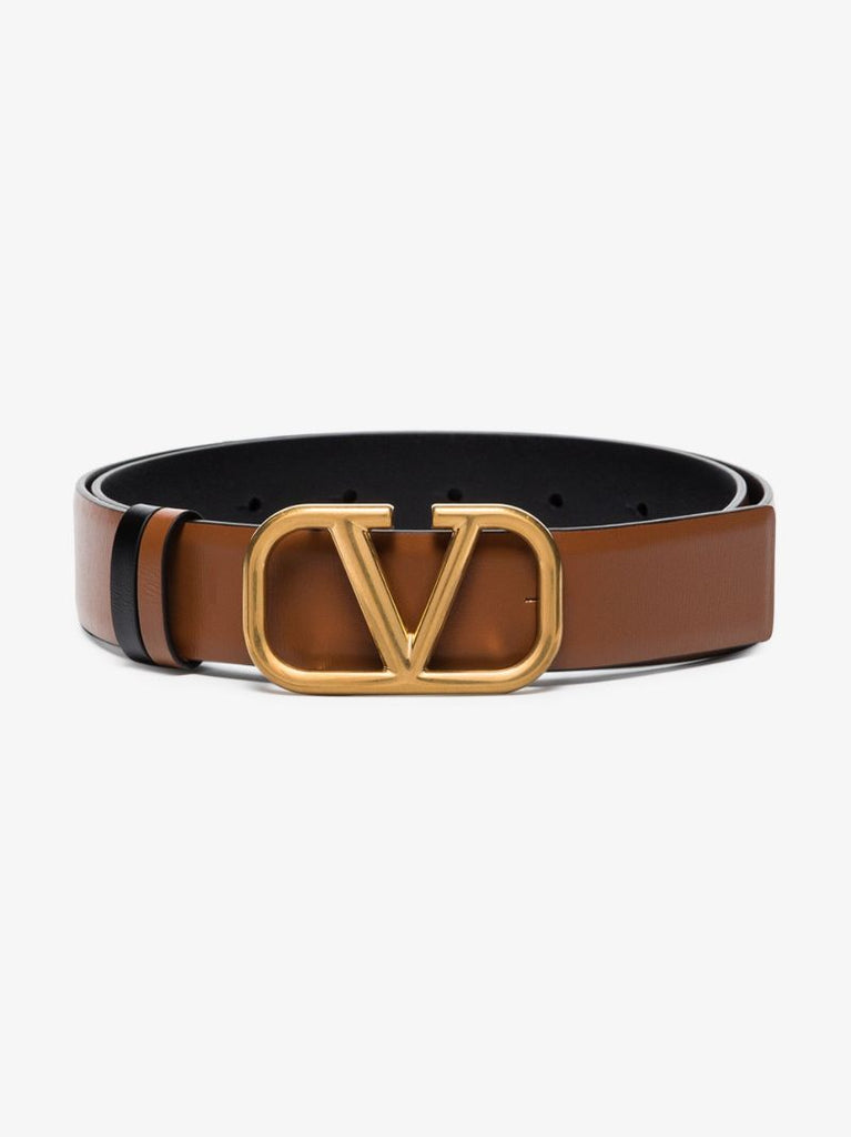 Brown Vlogo Signature Reversible Leather Belt
