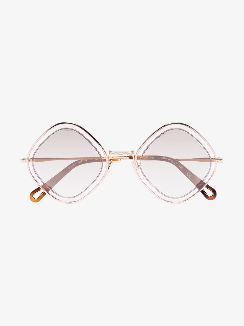 Gold Tone Diamond Frame Sunglasses