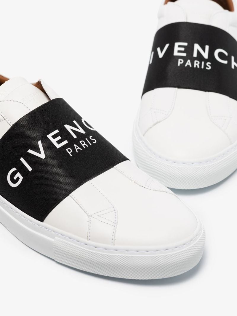 White Two Tone Leather Sneakers