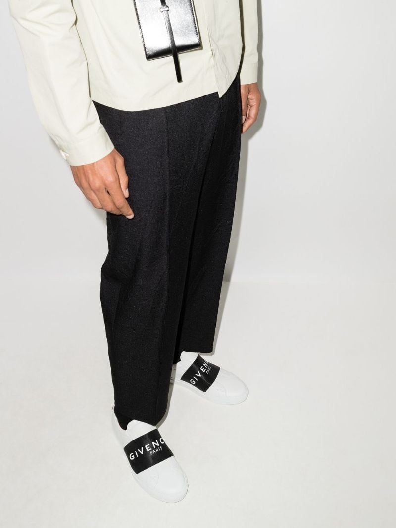 White Two Tone Leather Sneakers