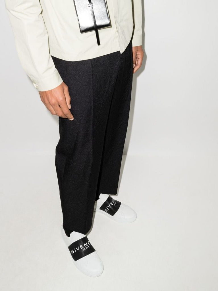 White Two Tone Leather Sneakers