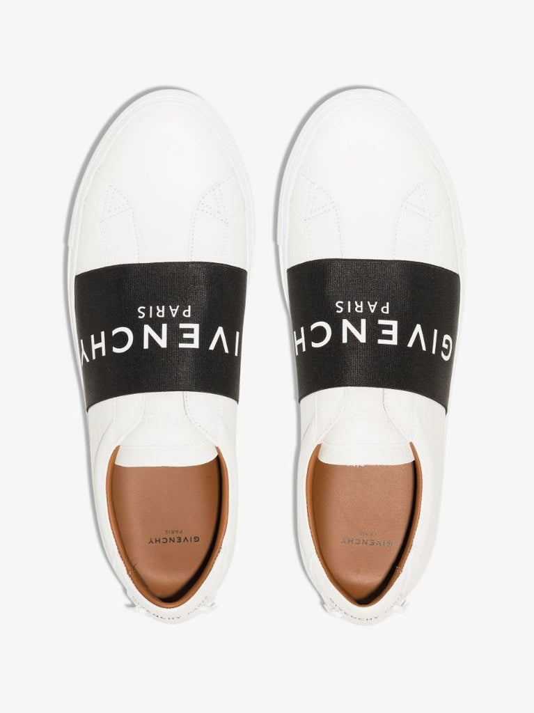 White Two Tone Leather Sneakers