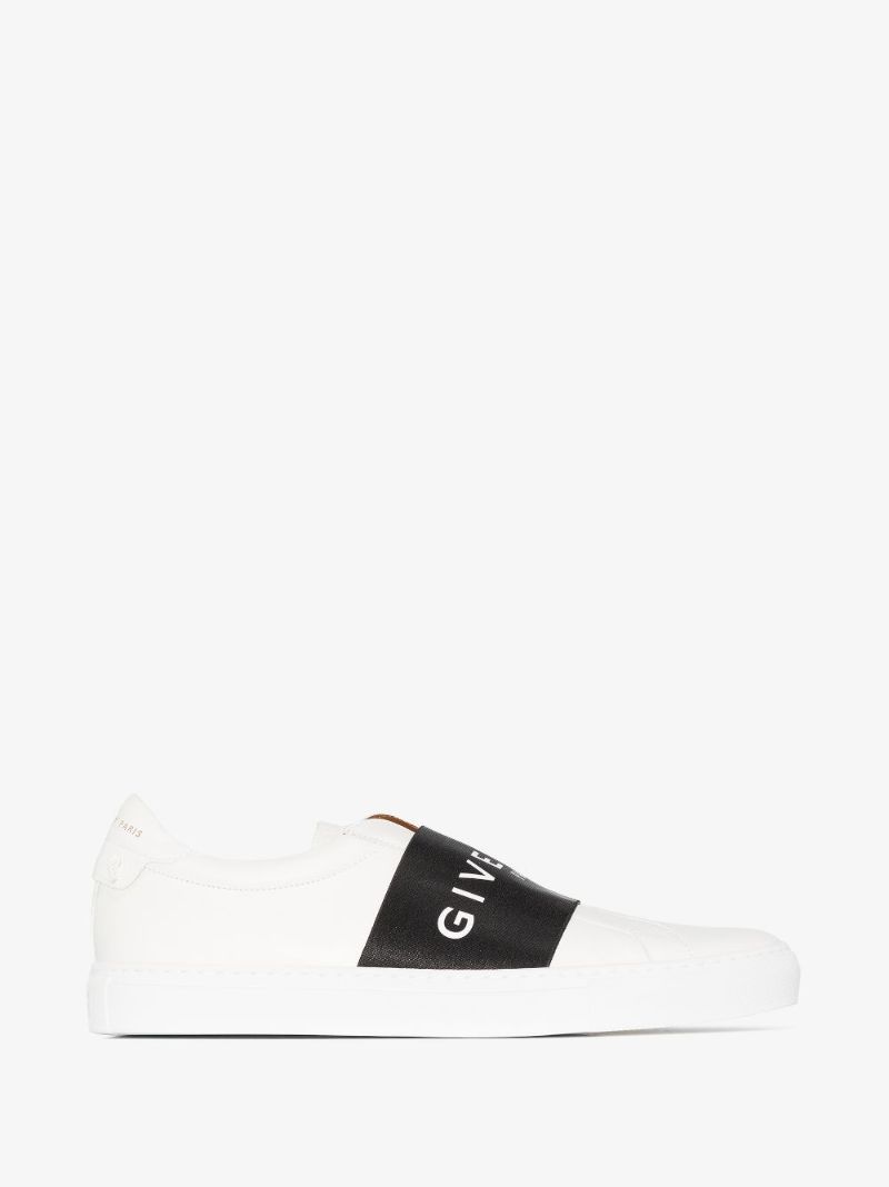 White Two Tone Leather Sneakers