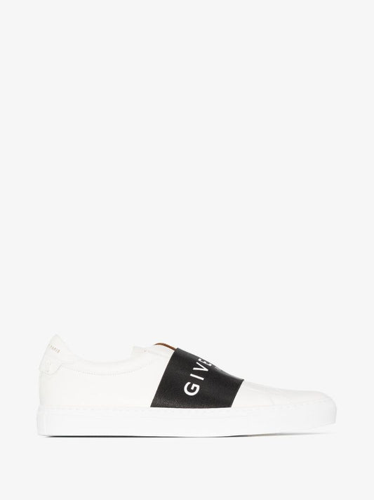 White Two Tone Leather Sneakers