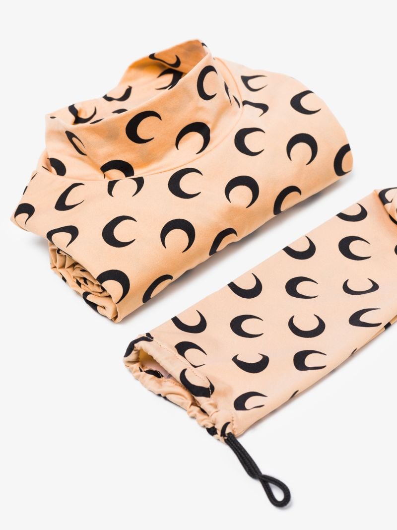 Neutral Crescent Moon Print Turtleneck Top