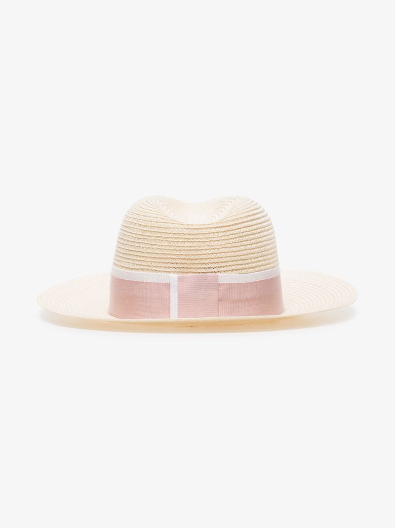 Pink Henrietta Straw Fedora Hat