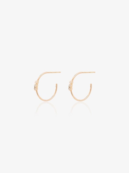 14k Yellow Gold Diamond Hoop Earrings
