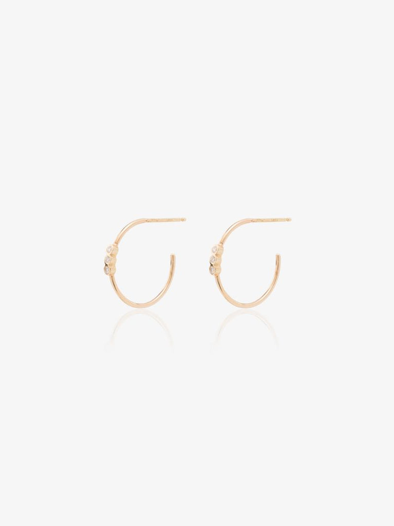 14k Yellow Gold Diamond Hoop Earrings