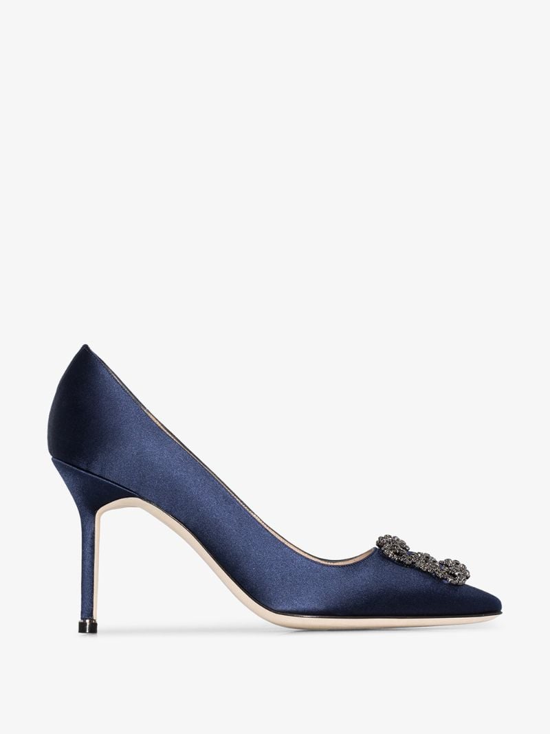 Navy Hangisi 90 Satin Pumps