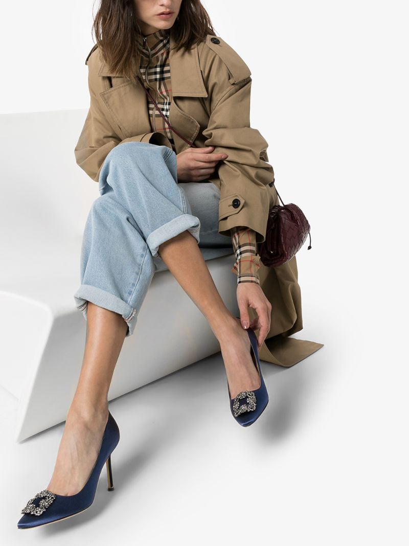 Navy Hangisi 90 Satin Pumps