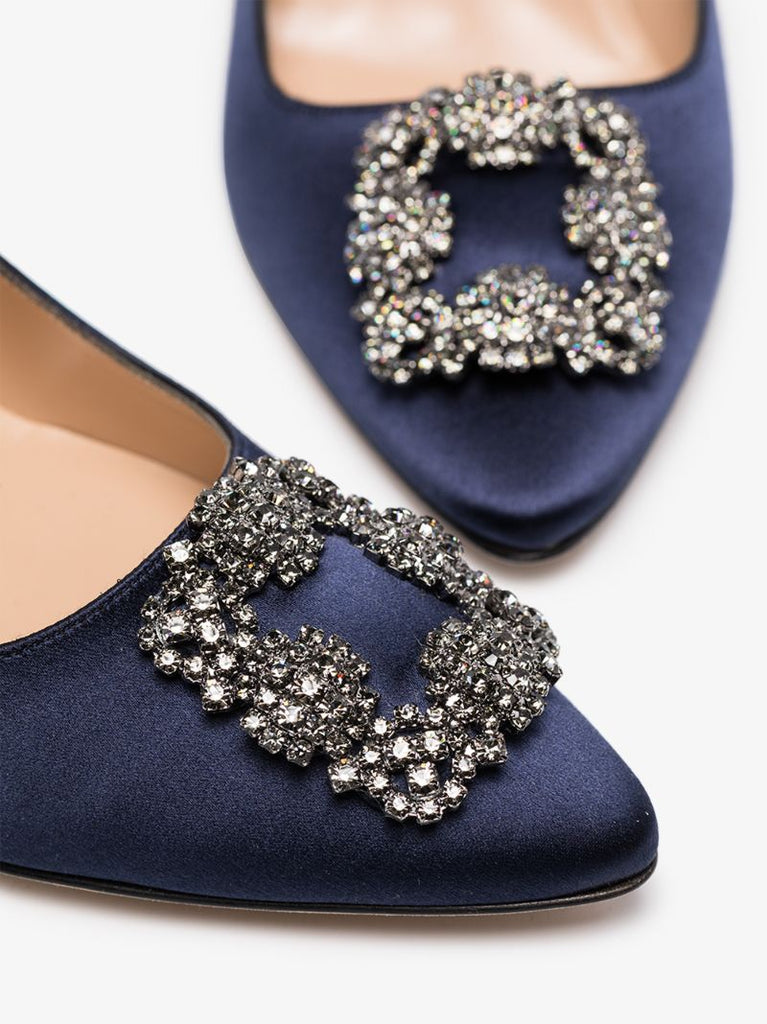 Navy Hangisi 90 Satin Pumps