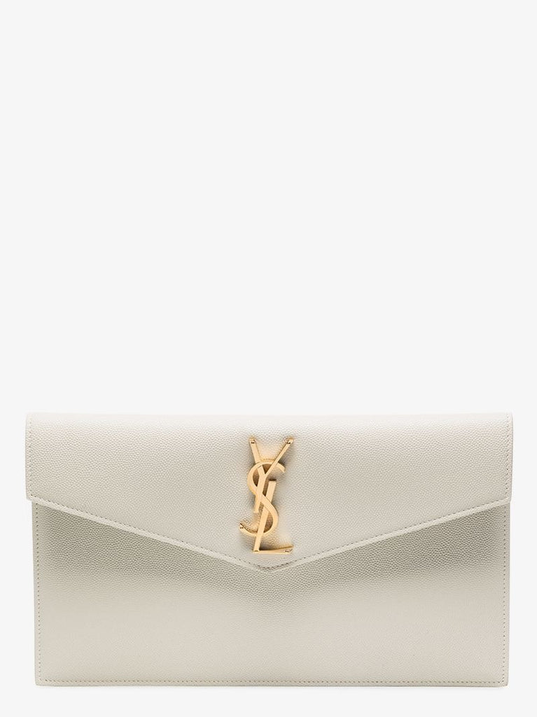 White Uptown Medium Leather Clutch Bag
