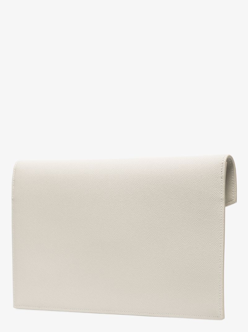 White Uptown Medium Leather Clutch Bag