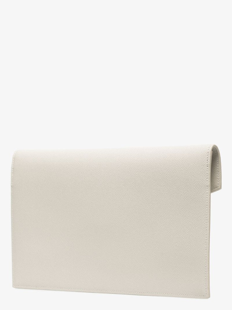 White Uptown Medium Leather Clutch Bag