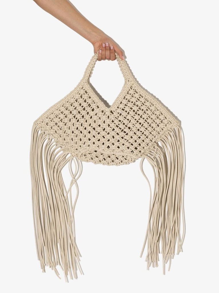 White Woven Basket Tote Bag