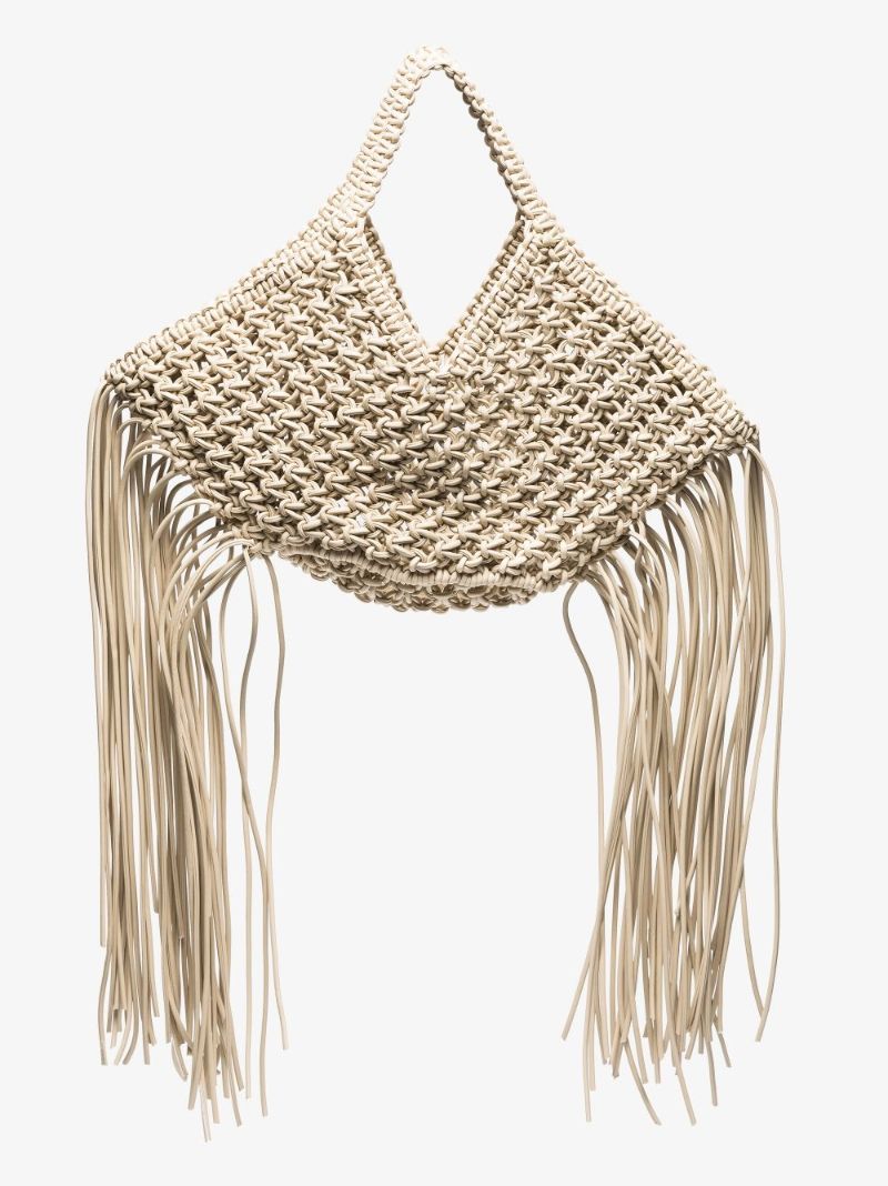 White Woven Basket Tote Bag