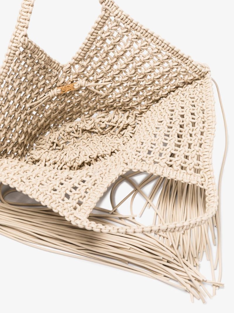 White Woven Basket Tote Bag