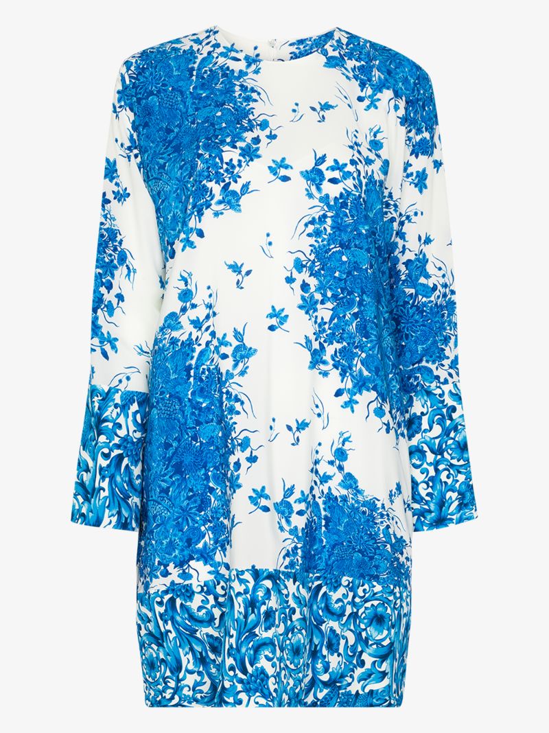 Ceramic Print Silk Shift Dress