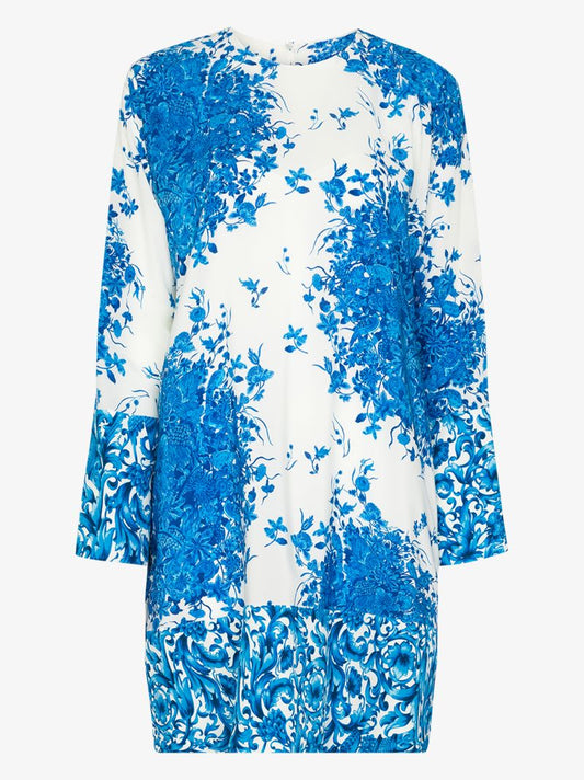 Ceramic Print Silk Shift Dress