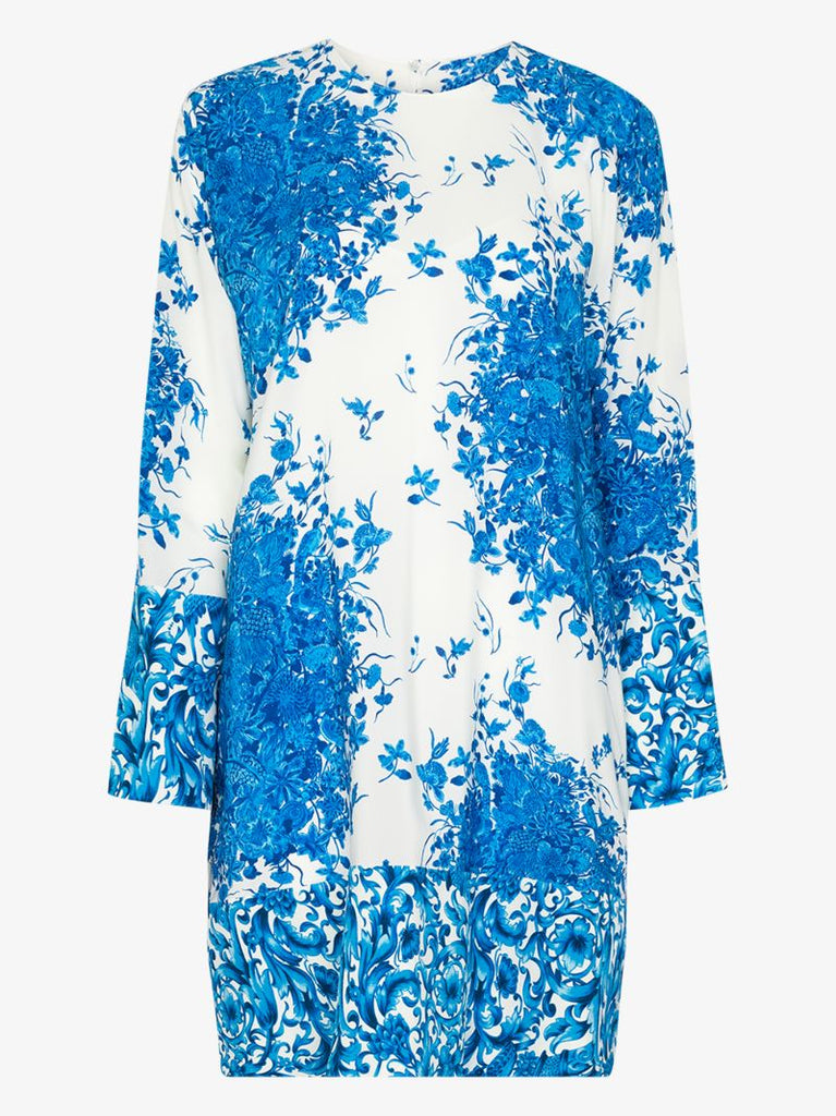 Ceramic Print Silk Shift Dress
