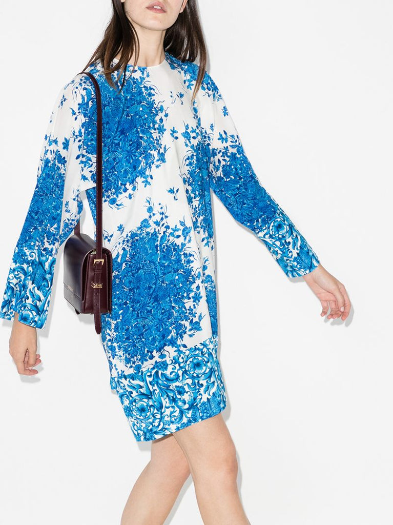 Ceramic Print Silk Shift Dress