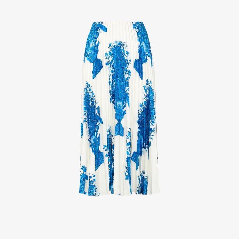 Ceramic Print Pleated Midi Skirt