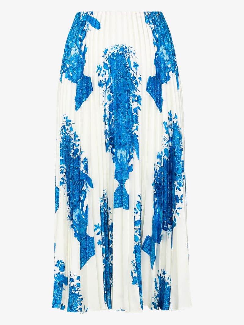 Ceramic Print Pleated Midi Skirt