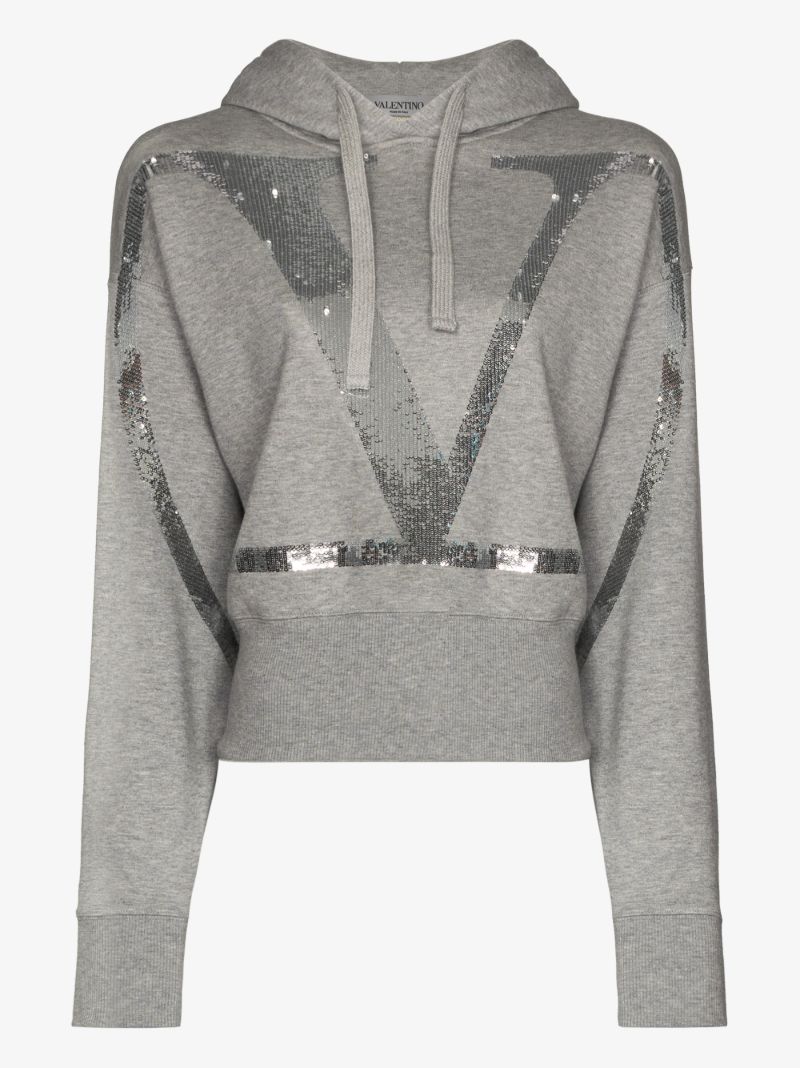 Vlogo Sequin Cropped Hoodie