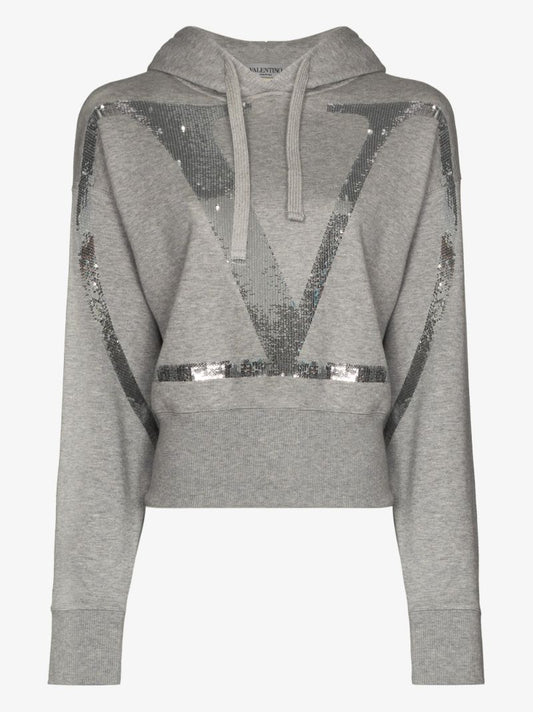 Vlogo Sequin Cropped Hoodie