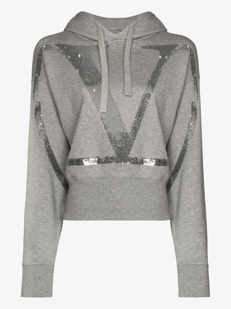 Vlogo Sequin Cropped Hoodie