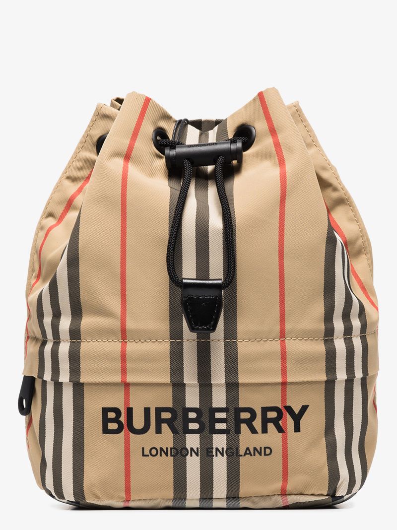 Neutral Pheobe Icon Stripe Mini Bucket Bag